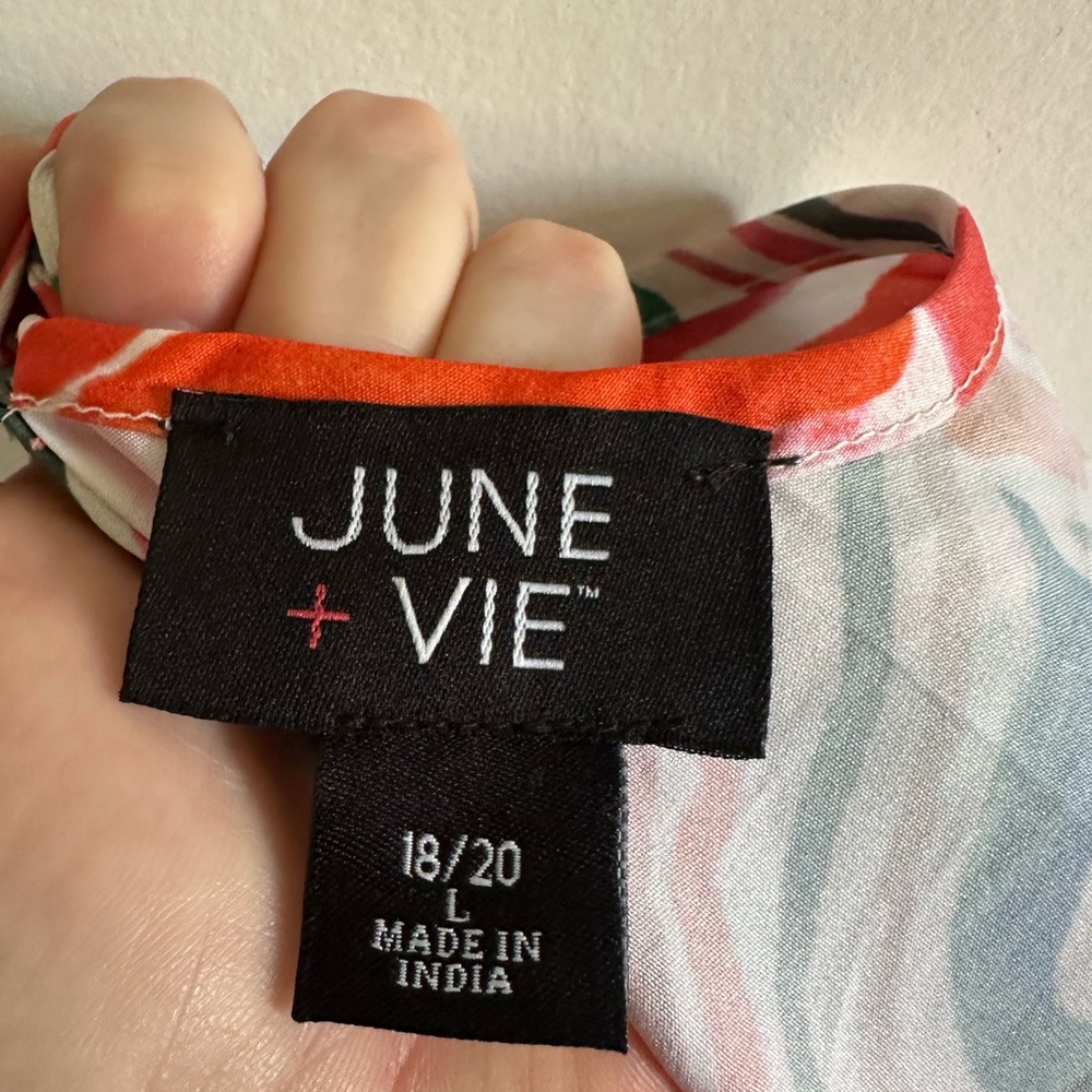 NWT June + Vie Printed Watercolor Marble Multicolor Hi-Low Ruffle Midi Dress - Picture 11 of 11